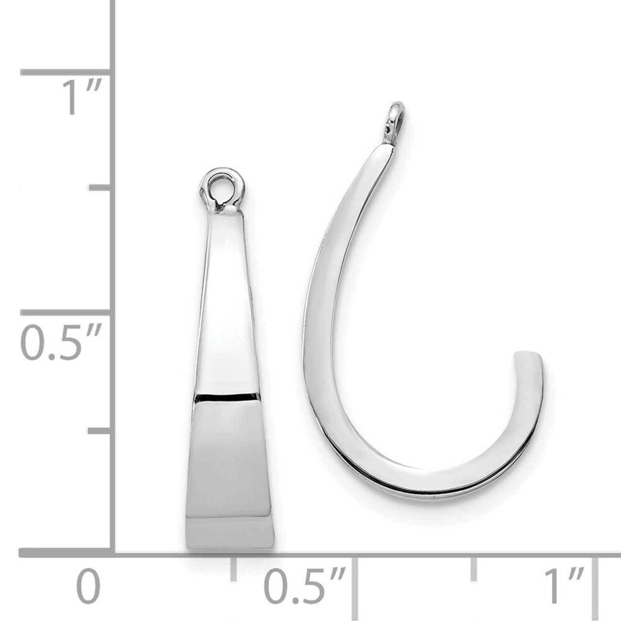 14K White Gold Polished J-Hoop Earrings Jackets 20mm length - (B43-746)