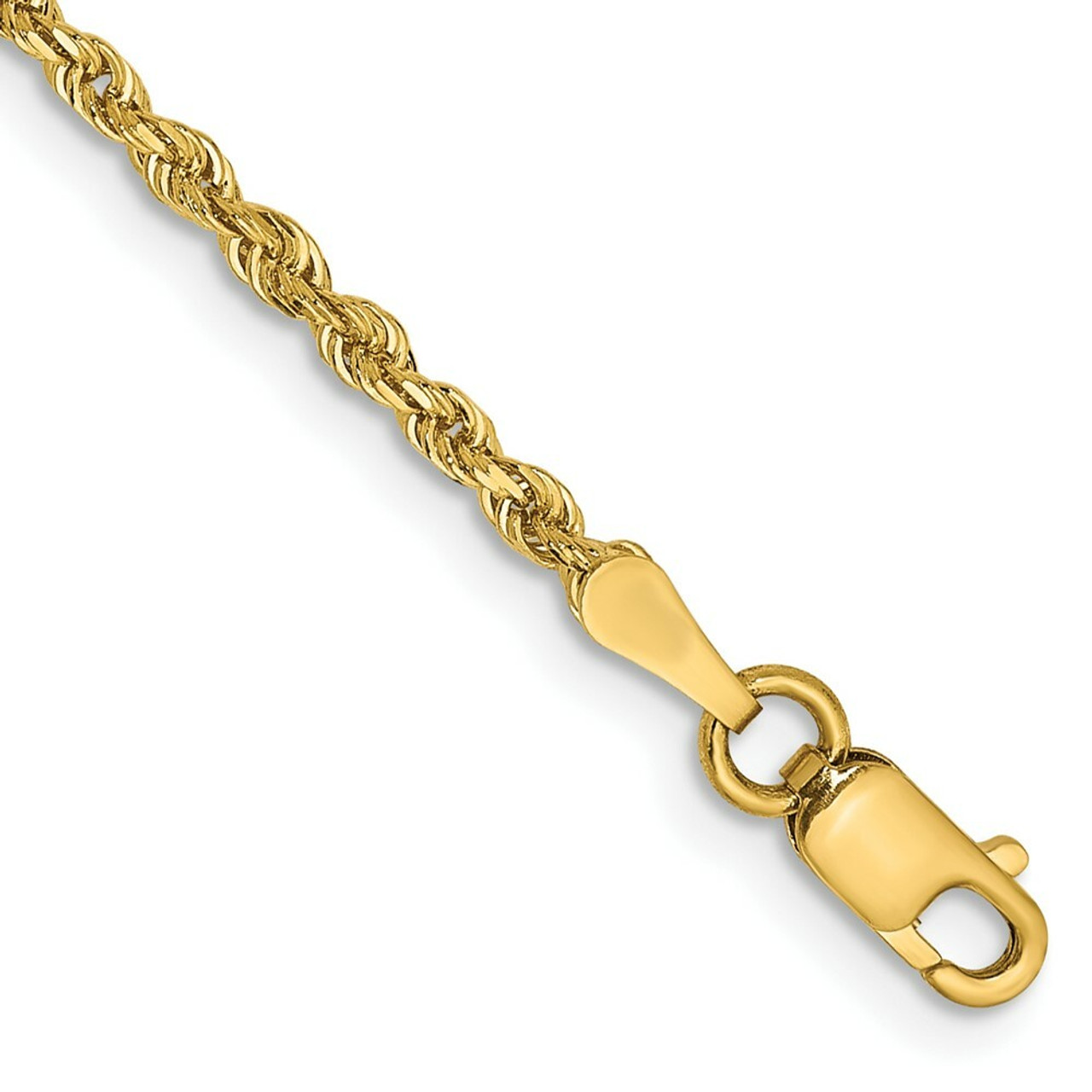 14K Yellow Gold 2mm Diamond-cut Quadruple Rope Chain Anklet Bracelet - Length 9'' inches - (C63-975)