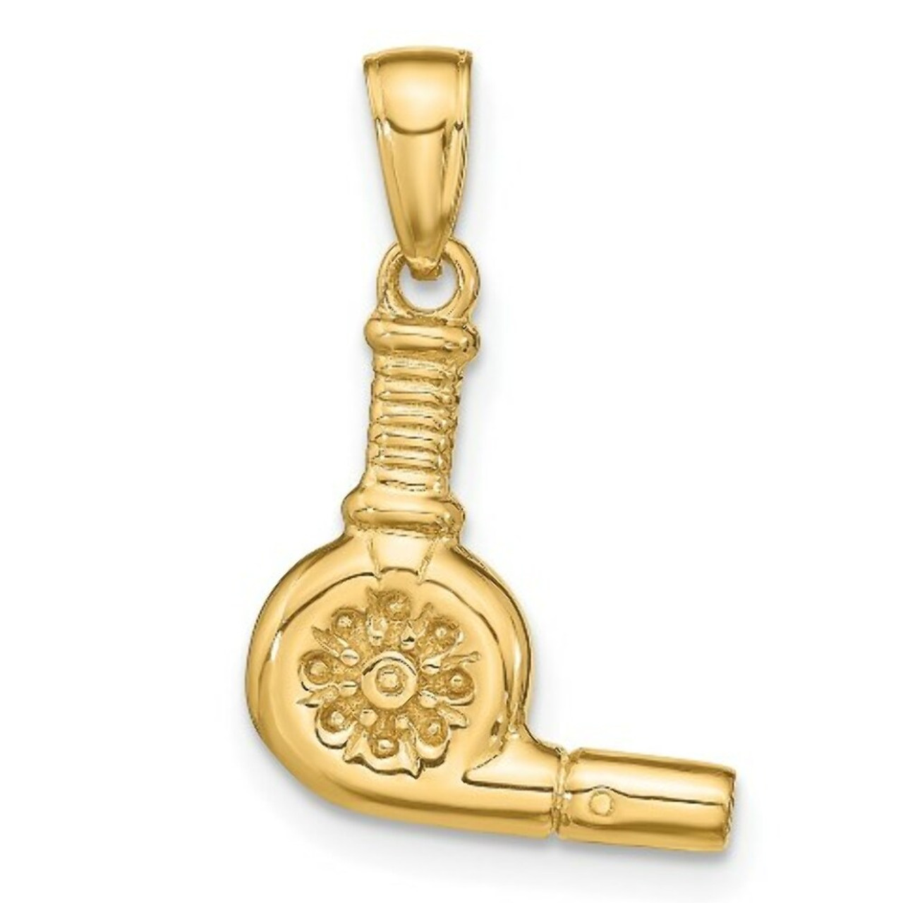 14K Yellow Gold 3-D Blow Dryer Pendant - (A83-126)