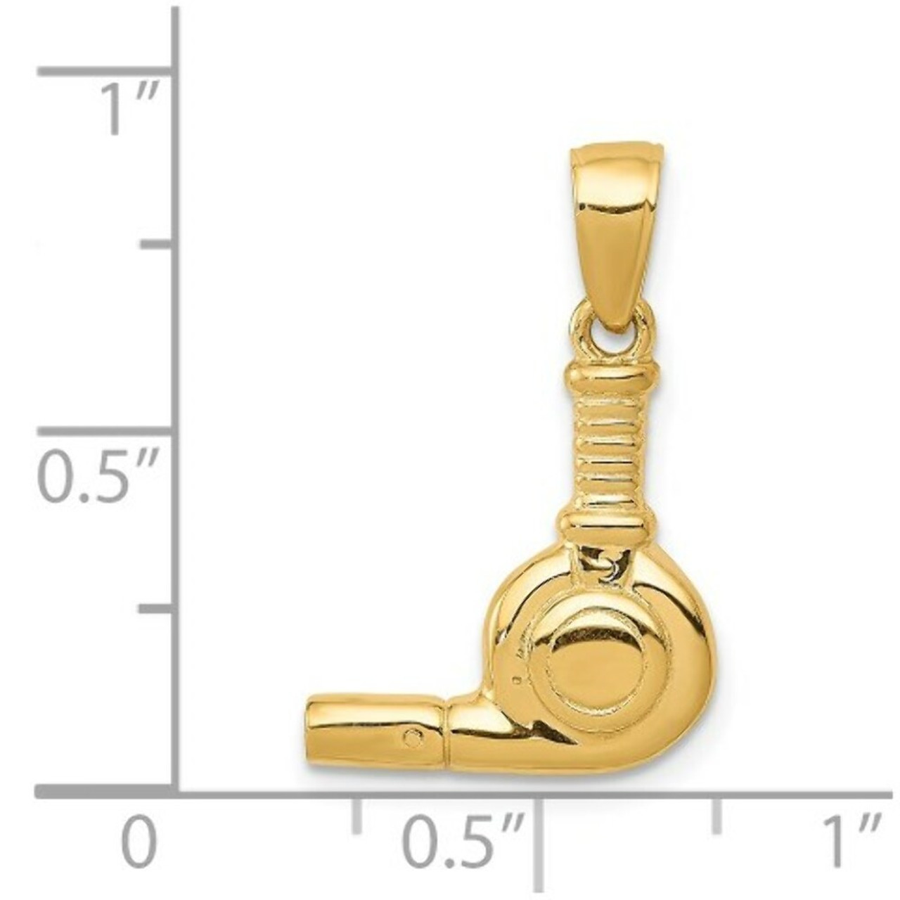 14K Yellow Gold 3-D Blow Dryer Pendant - (A83-126)