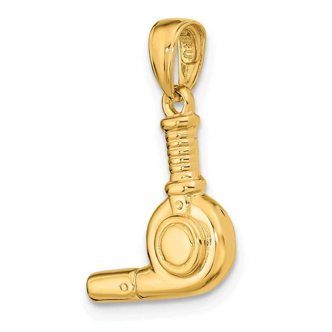14K Yellow Gold 3-D Blow Dryer Pendant - (A83-126)