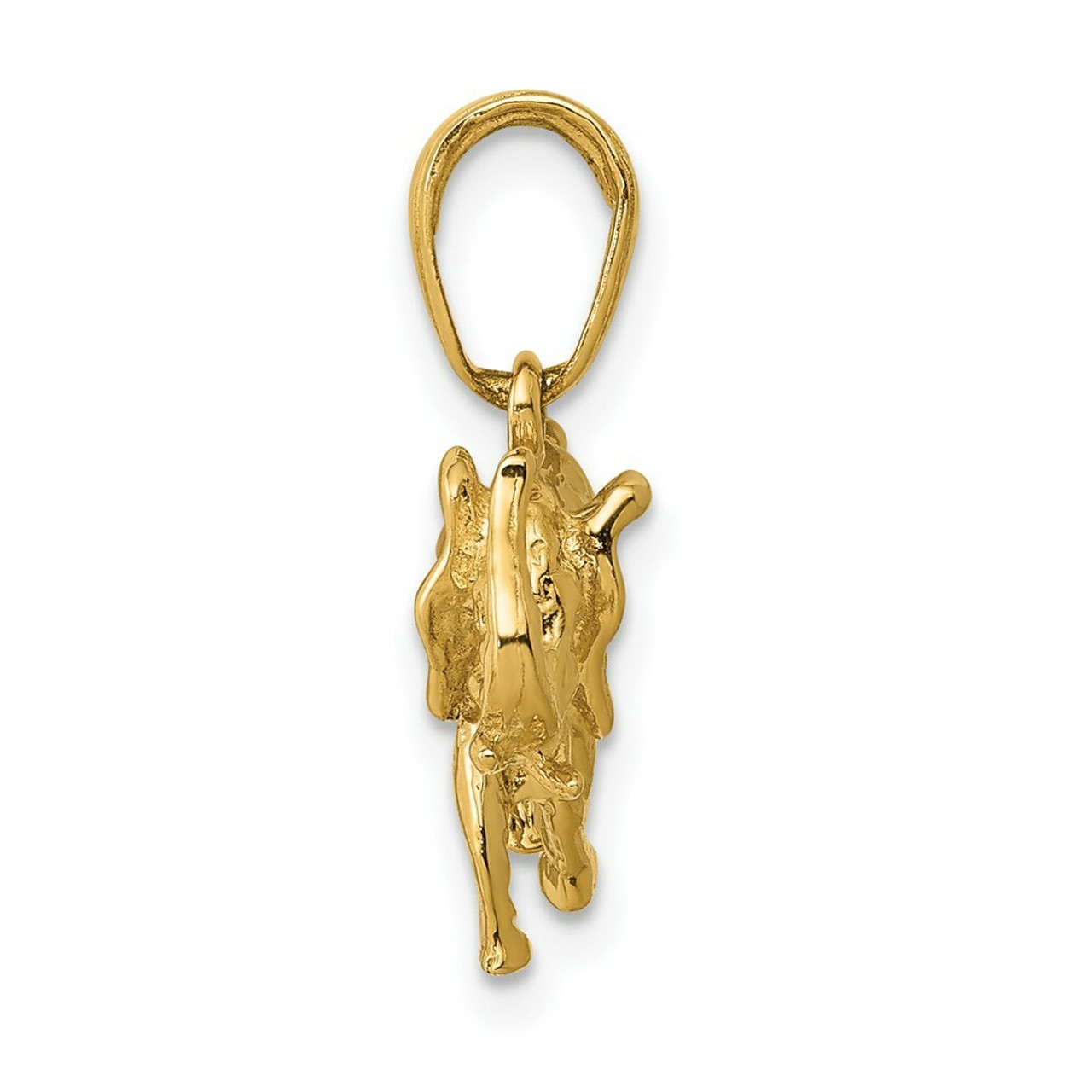 14K Yellow Gold Satin 3-D Elephant Pendant - (A83-227)