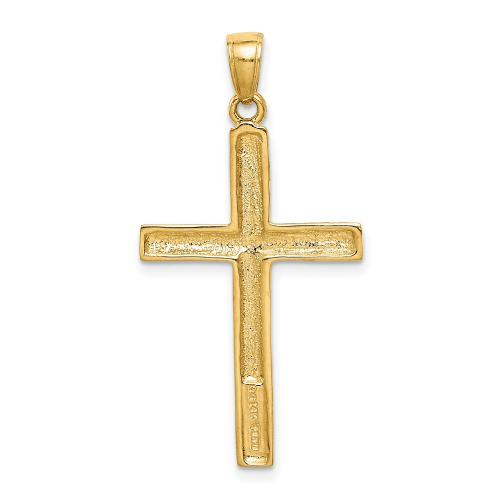 14K Yellow Gold Polished Cross Pendant 40mm length - (A84-639