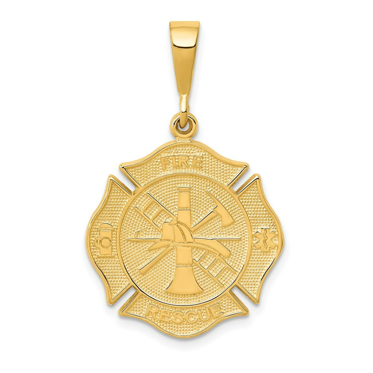 14K Yellow Gold Fire Rescue Pendant - (A86-735)