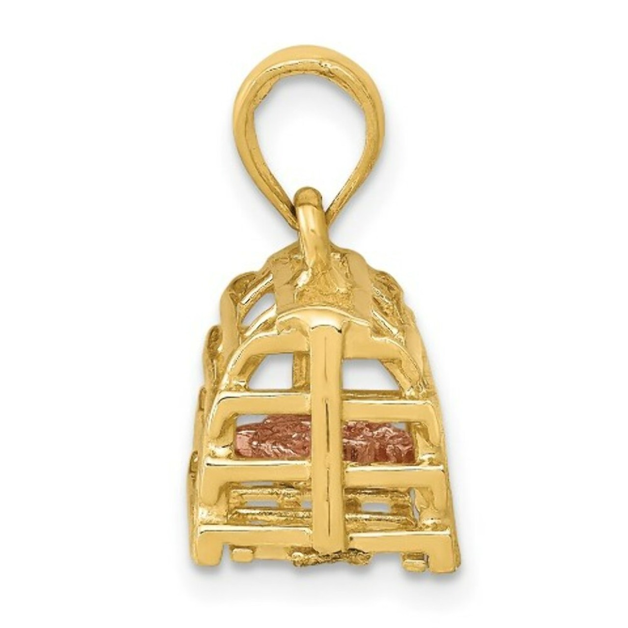 14K Two-tone Gold Polished 3-Dimensional Lobster Trap Pendant - (A87-191)