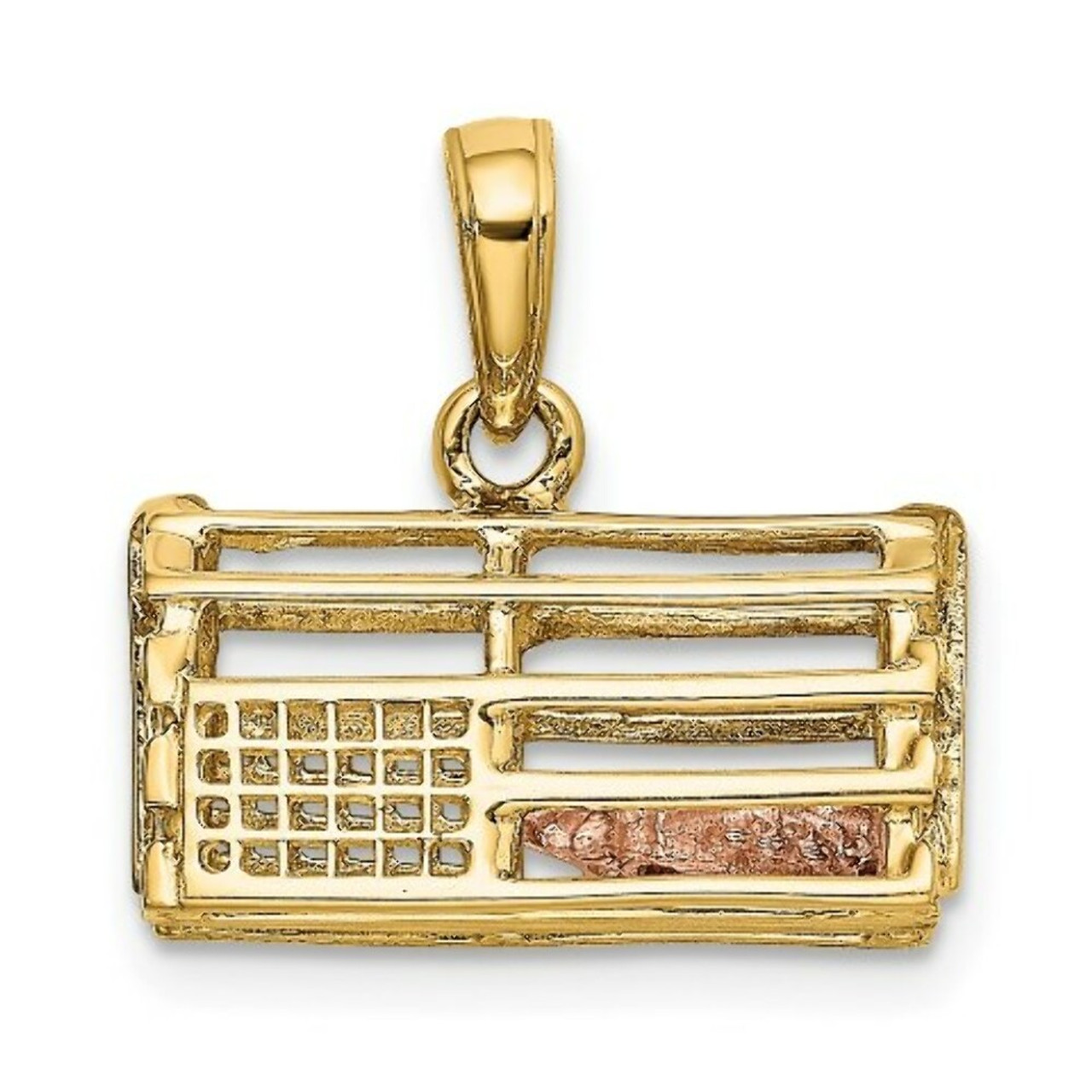 14K Two-tone Gold Polished 3-Dimensional Lobster Trap Pendant - (A87-191)