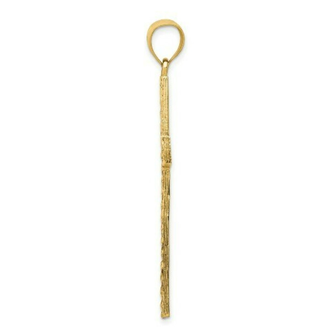 14k Yellow Gold Polished and Textured Diamond-cut Latin Cross Pendant - (A87-460)