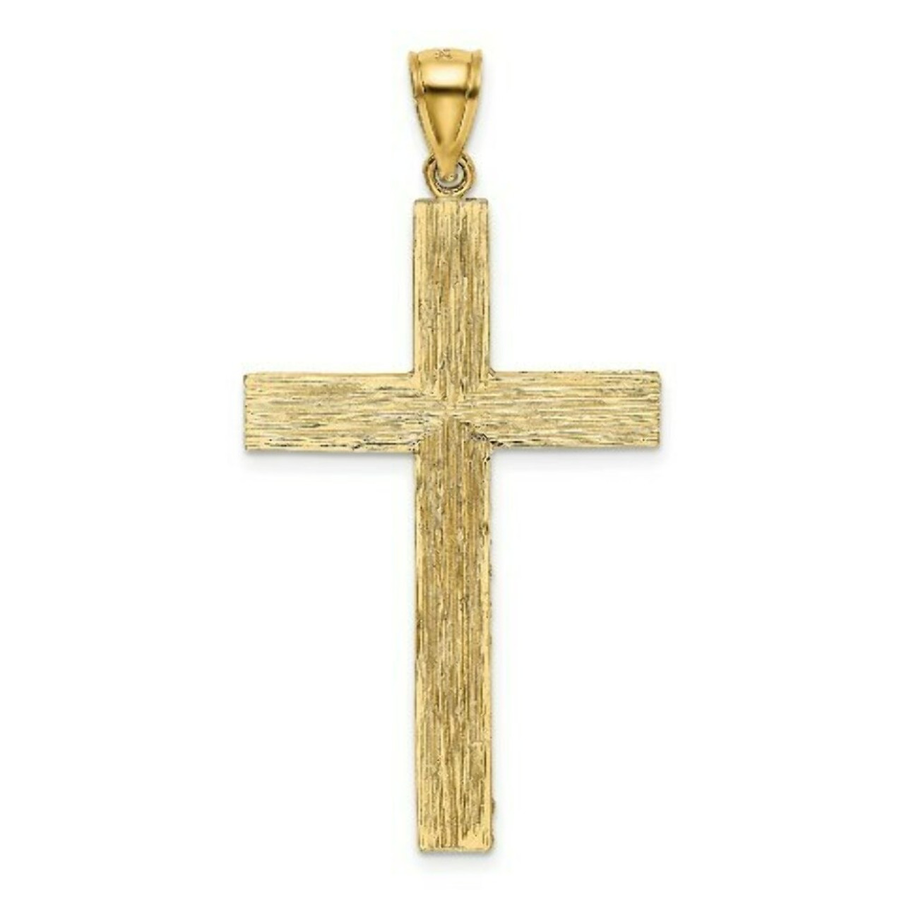 14k Yellow Gold Polished and Textured Diamond-cut Latin Cross Pendant - (A87-460)