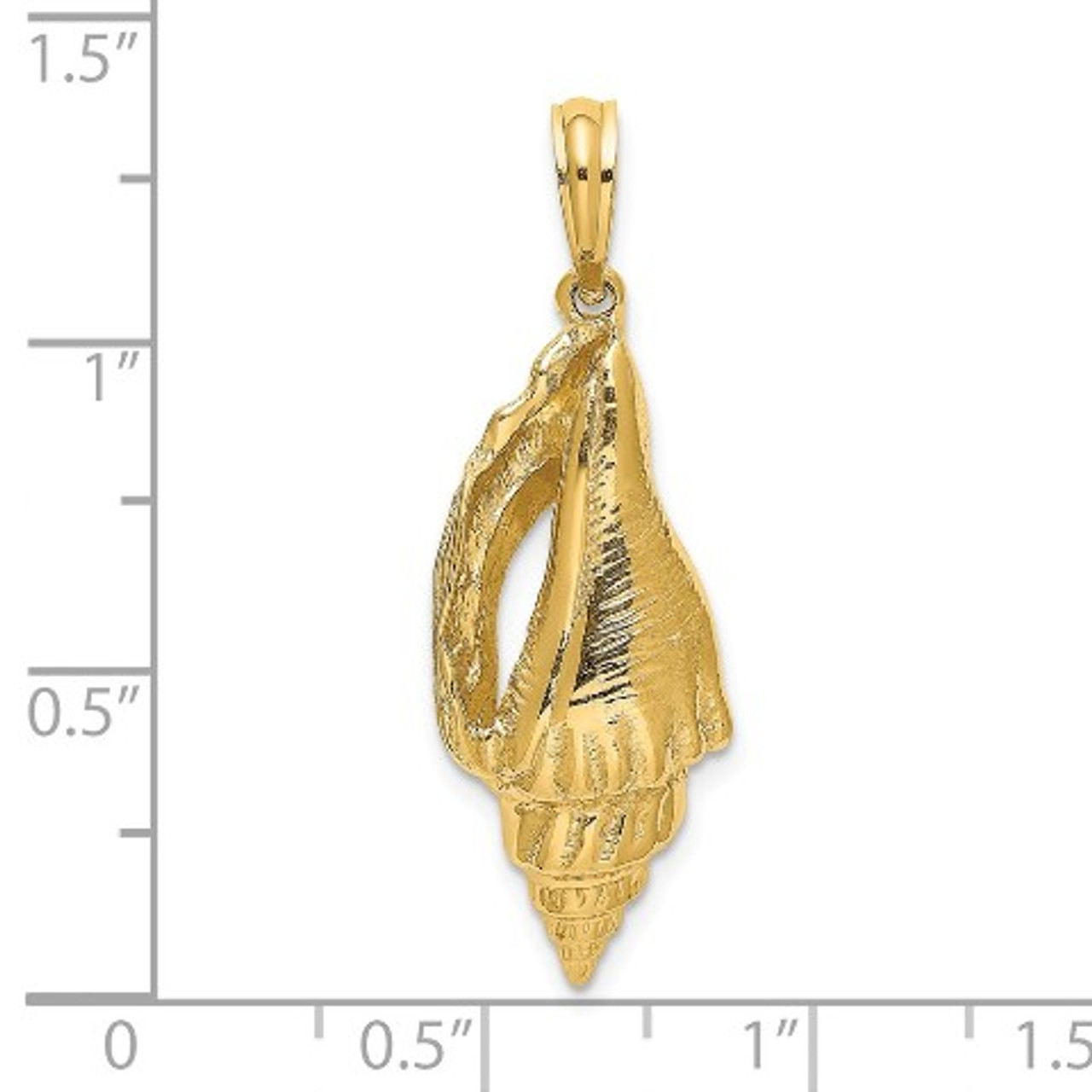 14K Yellow Gold 2-D Polished Elongated Shell Charm Pendant - (A92-535)