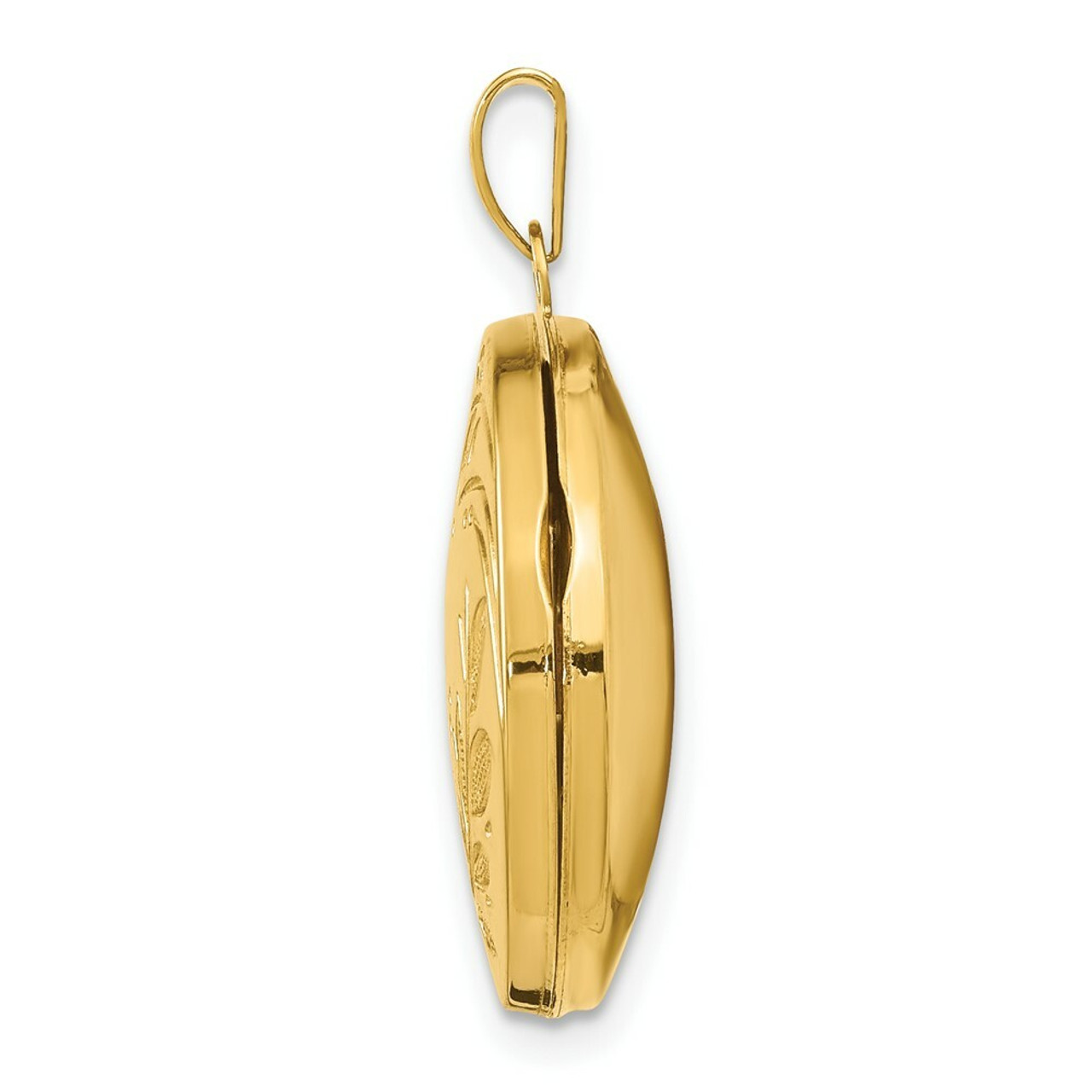 14K Yellow Gold 20mm Round Leaf Floral Locket 20x20mm - (A99-796)