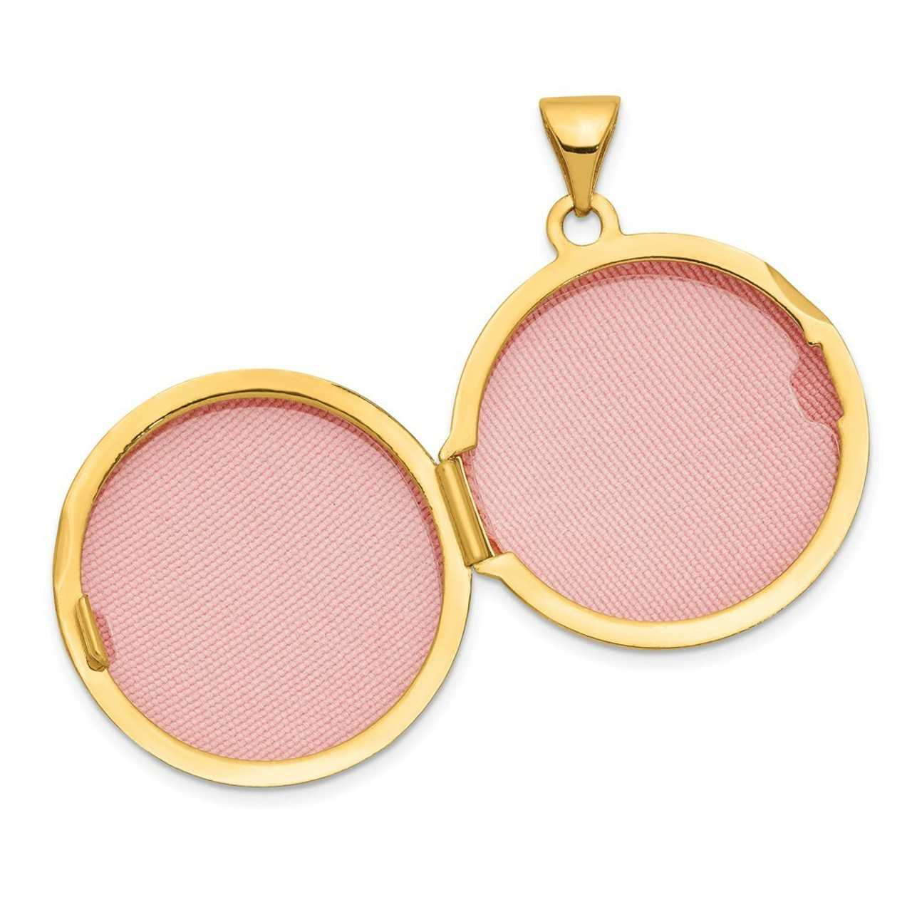 14K Yellow Gold 20mm Round Plain Domed Locket 28x21mm - (A99-892)