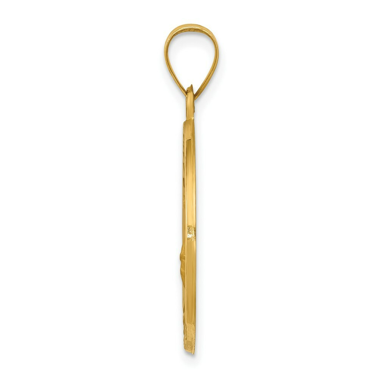 14K Yellow Gold Polished and Satin St. Florian Medal Pendant 22mm width - (B11-124)