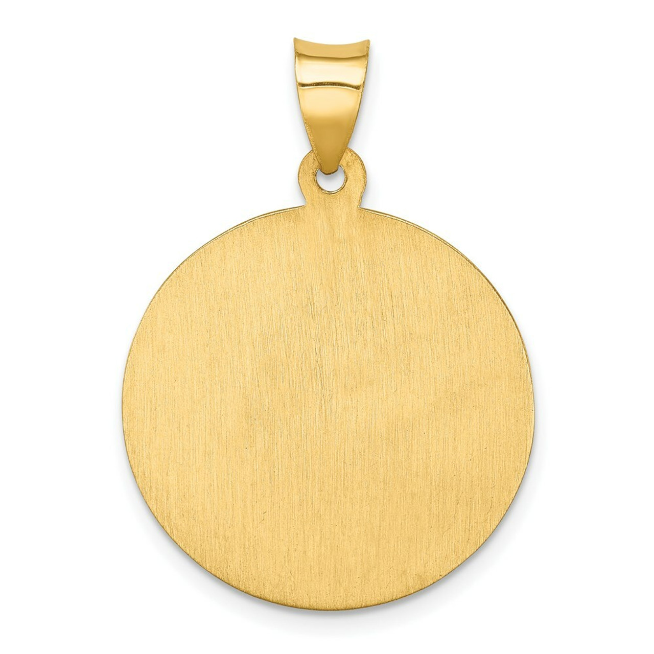 14K Yellow Gold Polished and Satin St. Florian Medal Pendant 22mm width - (B11-124)