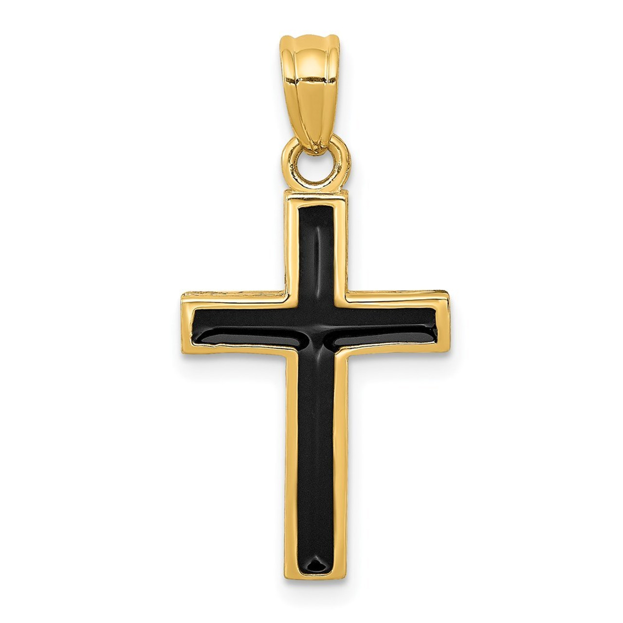 14K Yellow Gold Epoxy Latin Cross Pendant - (B11-628)