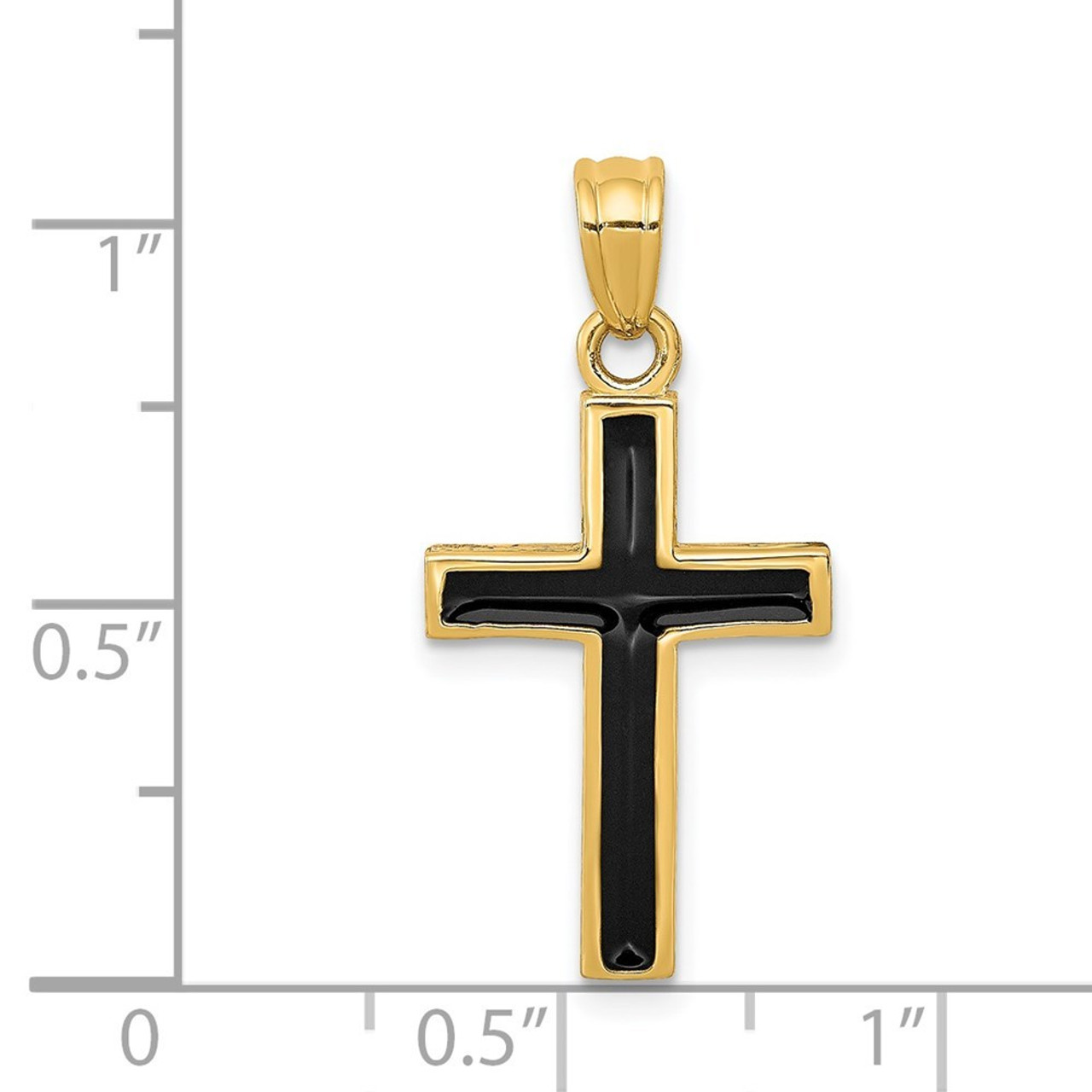 14K Yellow Gold Epoxy Latin Cross Pendant - (B11-628)