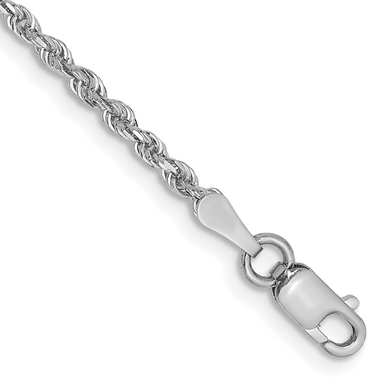 14k White Gold 2mm Diamond-cut Quadruple Rope Chain Anklet - length: 10'' inches - (C64-272)