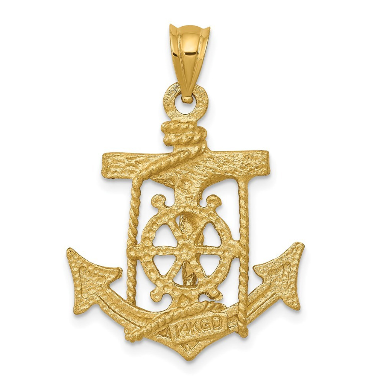 14K Yellow Gold Mariners Cross Pendant 28mm length - (A82-868)