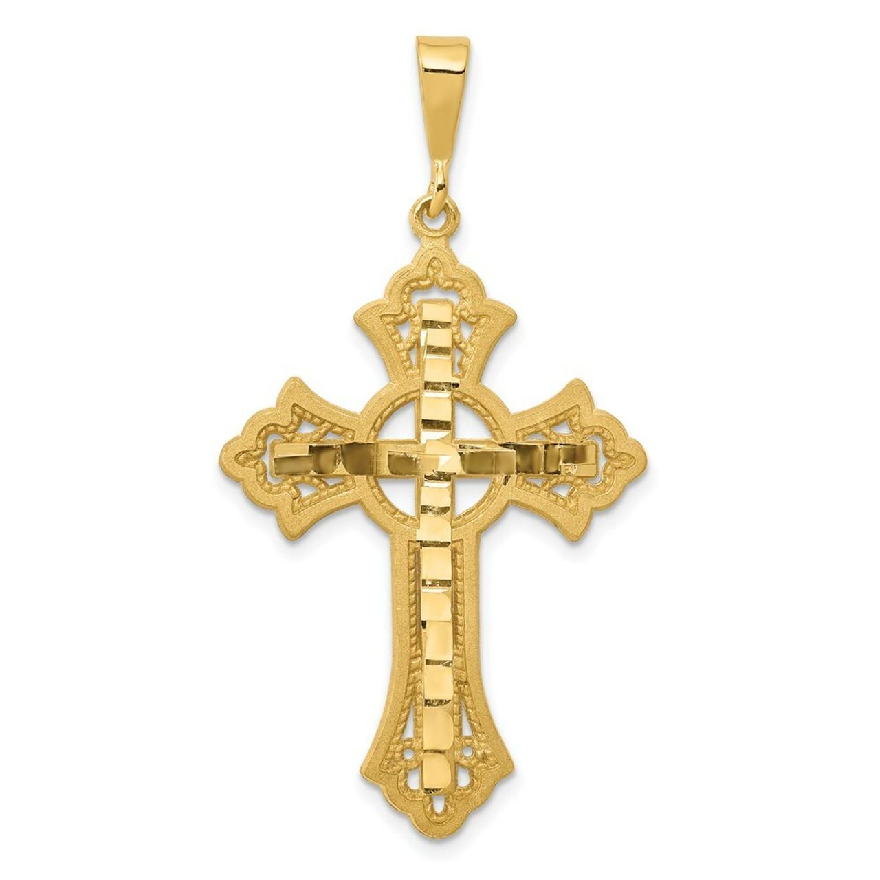 14K Yellow Gold Diamond-cut Celtic Cross Pendant - (A83-321)