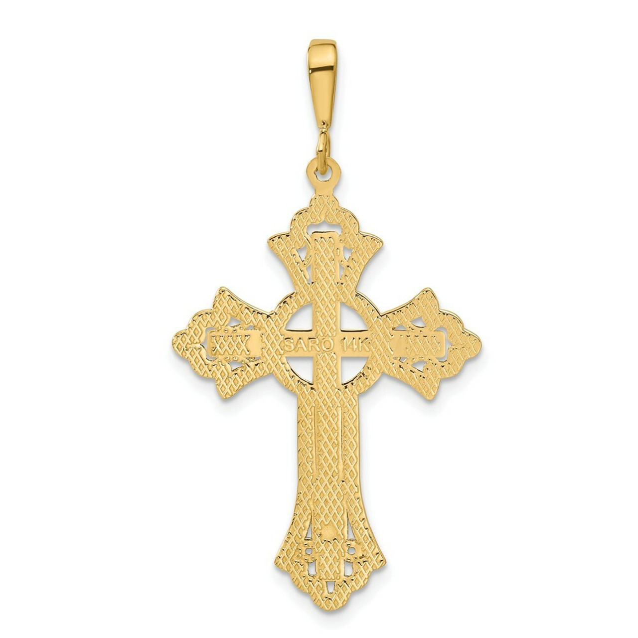 14K Yellow Gold Diamond-cut Celtic Cross Pendant - (A83-321)