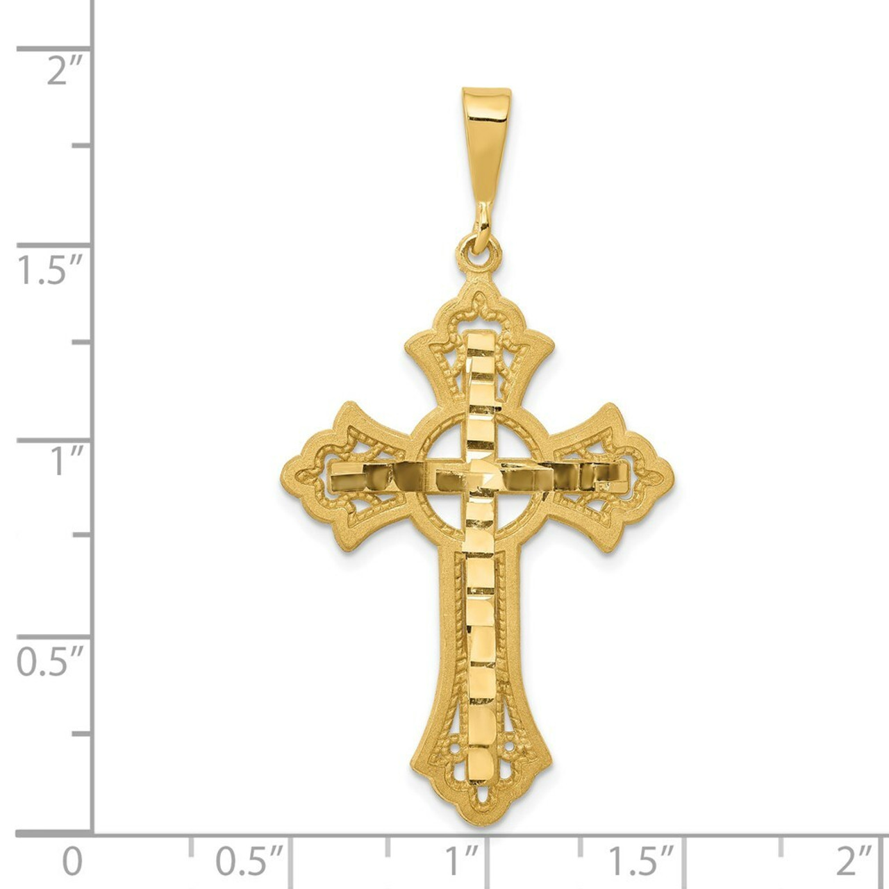14K Yellow Gold Diamond-cut Celtic Cross Pendant - (A83-321)