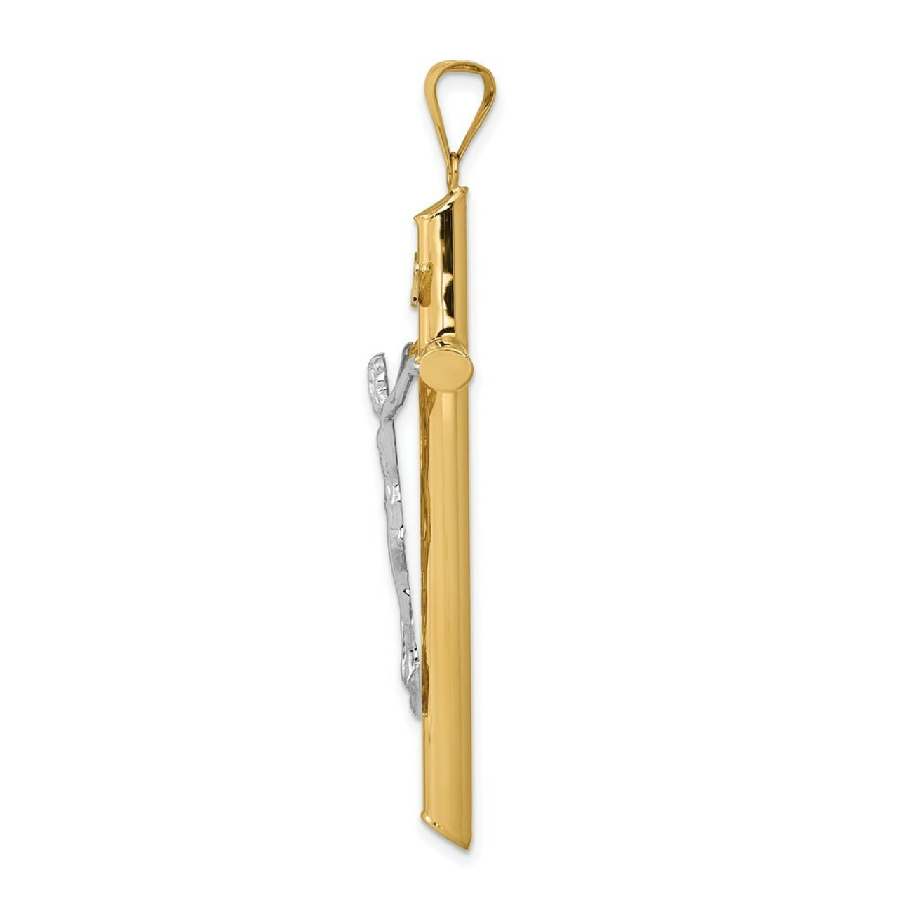 14k Two Tone Gold Polished Crucifix Pendant - (A85-706)