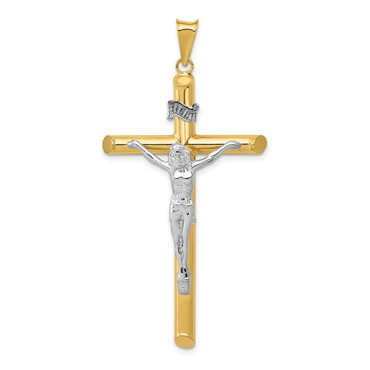 14k Two Tone Gold Polished Crucifix Pendant - (A85-706)