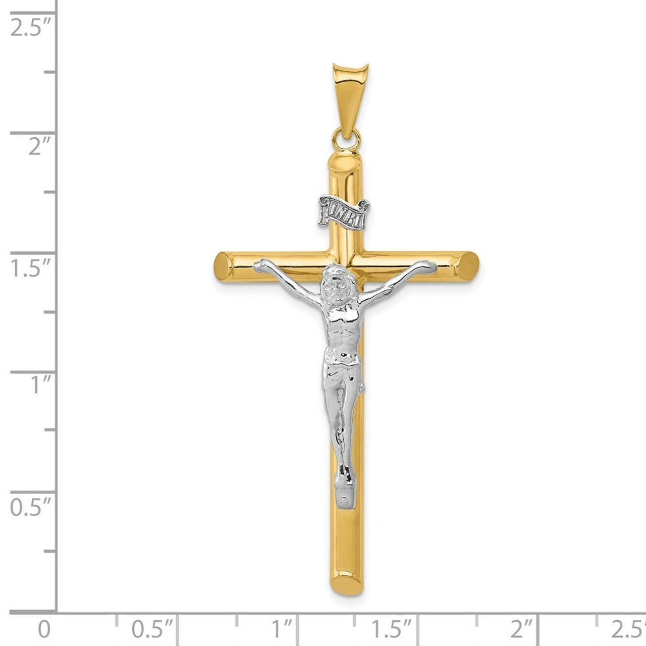 14k Two Tone Gold Polished Crucifix Pendant - (A85-706)