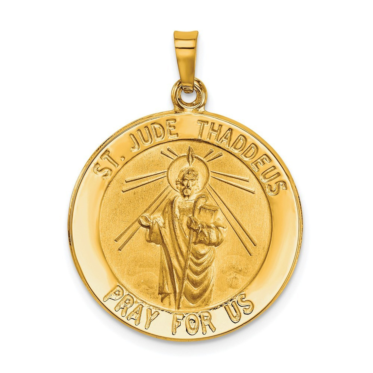 14K Yellow Gold Saint Jude Medal Pendant 22mm width - (B11-575)