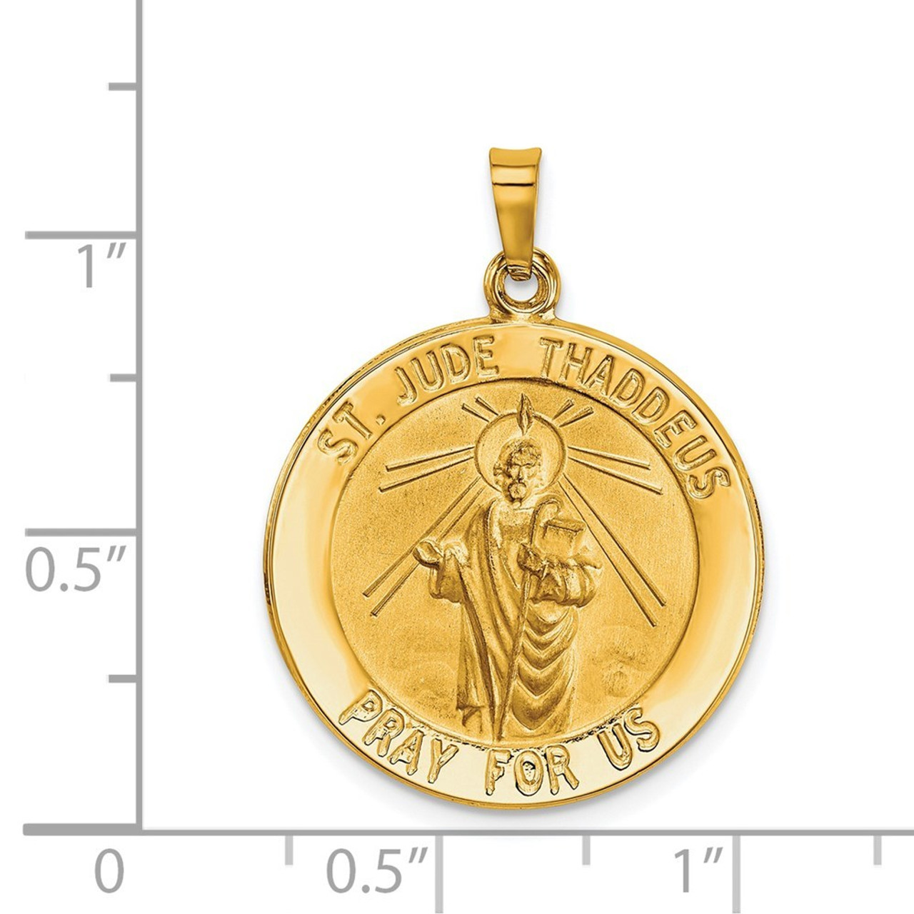 14K Yellow Gold Saint Jude Medal Pendant 22mm width - (B11-575)