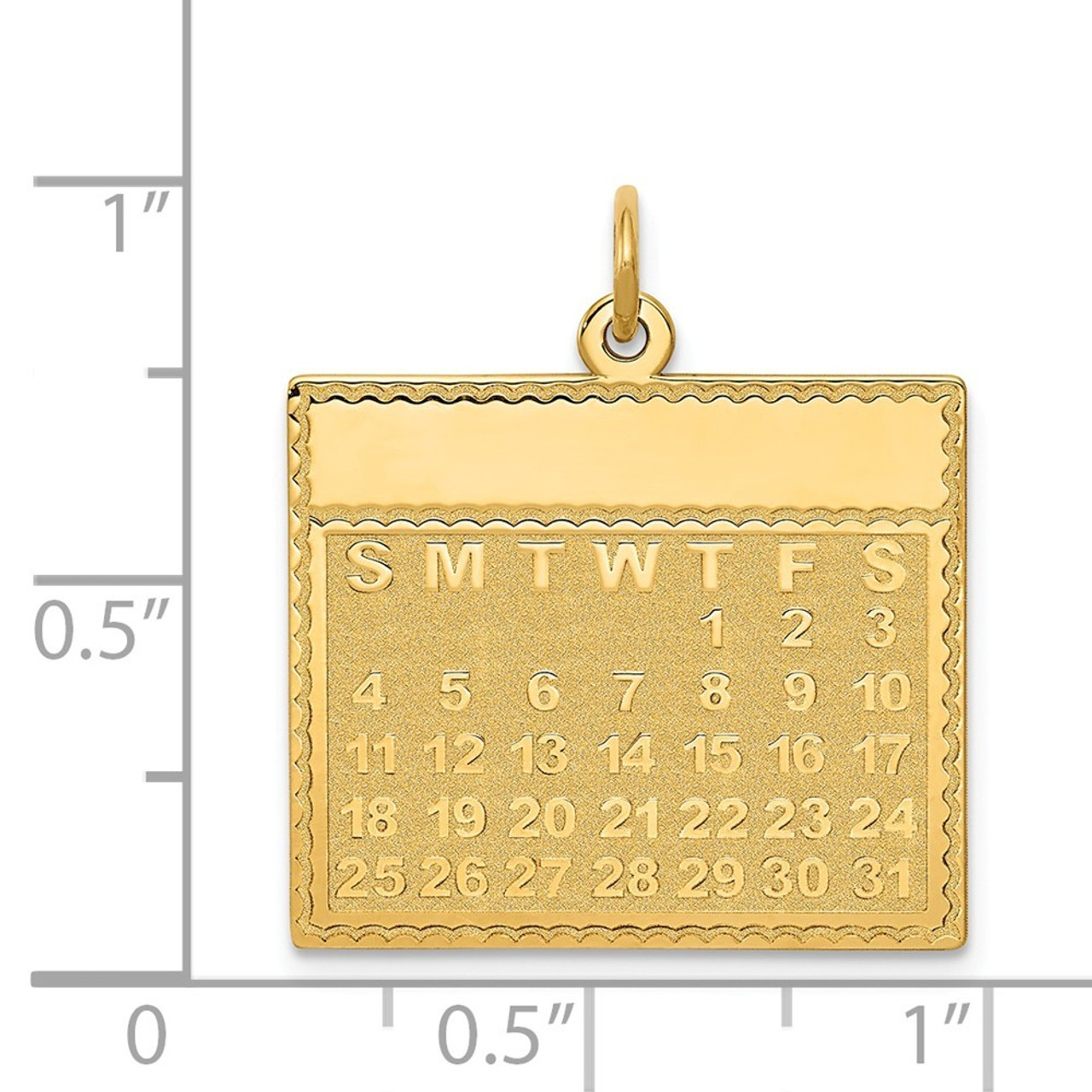 14K Yellow Gold Thursday the First Day Calendar Pendant - (B13-163)