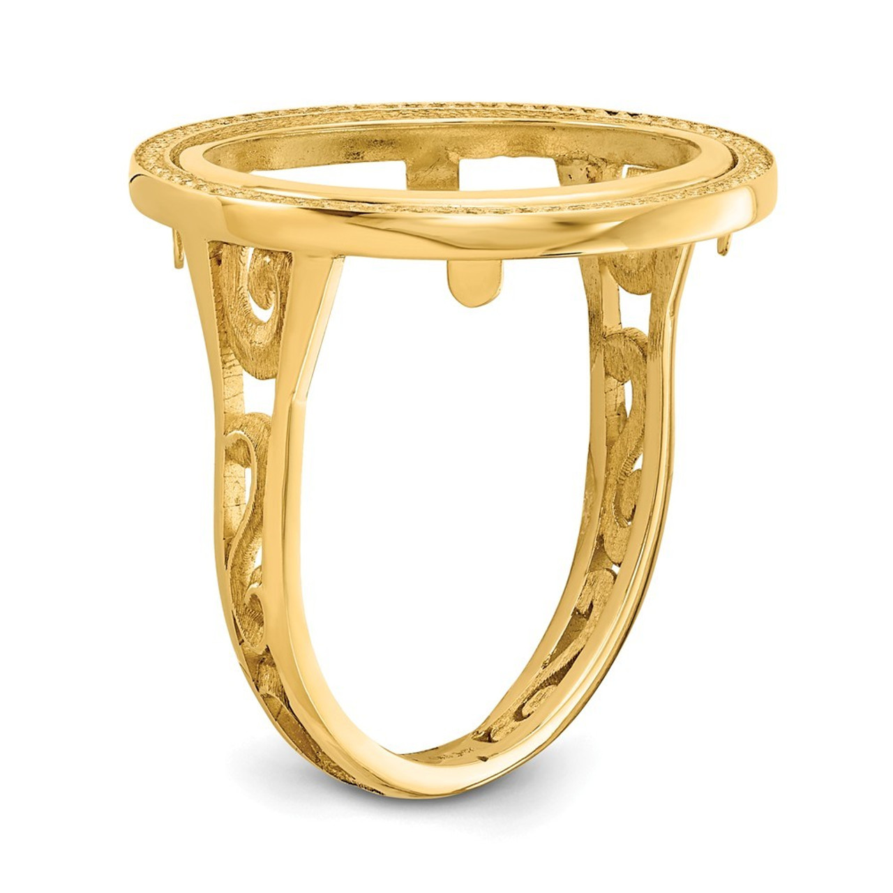 14K Yellow Gold 1/10th American Eagle Coin Polished Coin Ring - Size: 7 - (B31-696)