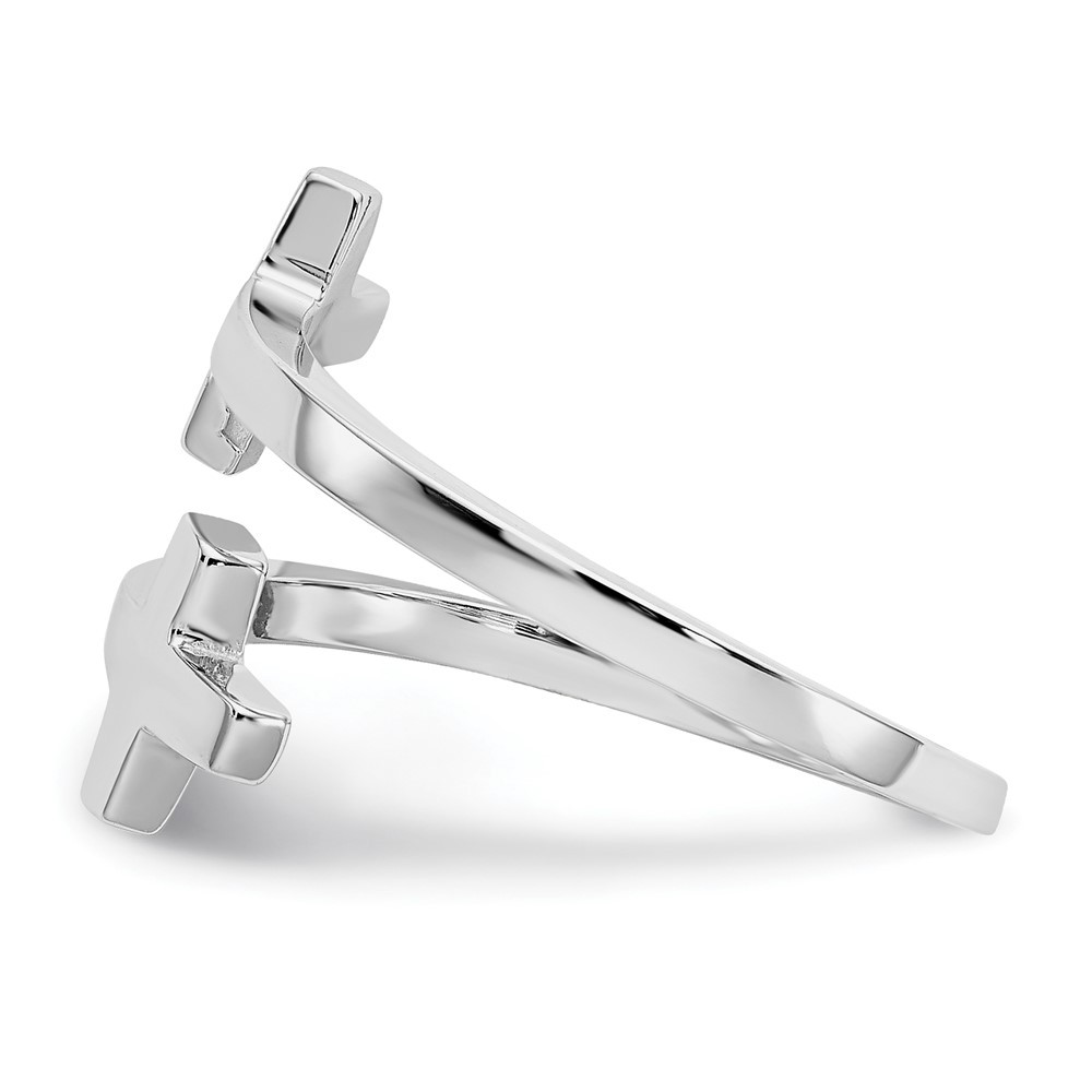 14K White Gold Polished Double Cross Ring - Size 7 - (B31-902