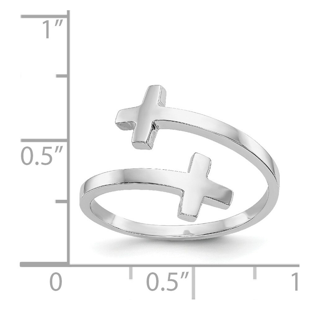 14K White Gold Polished Double Cross Ring - Size 7 - (B31-902