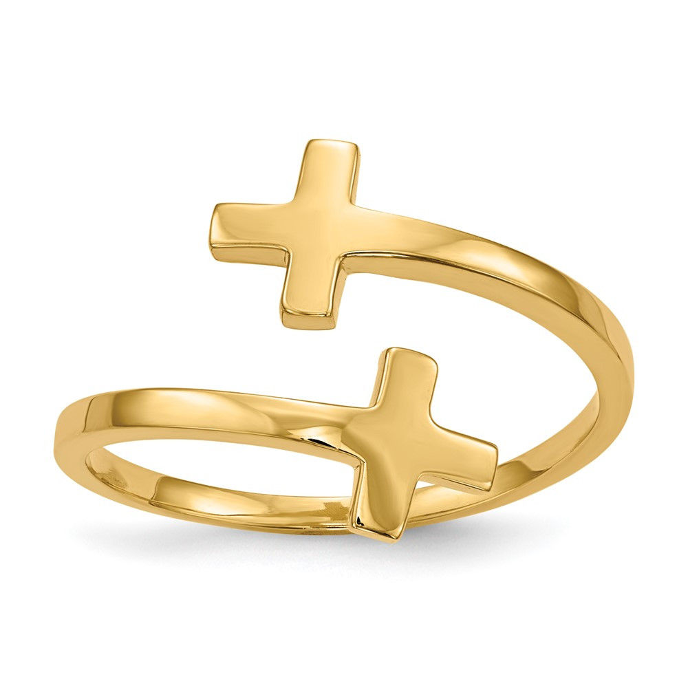 指輪・リング CROSS RING Showyrenzo EL Jewelry 14K Yellow Gold Polished Double Cross Ring - Size 7 - (B31-954