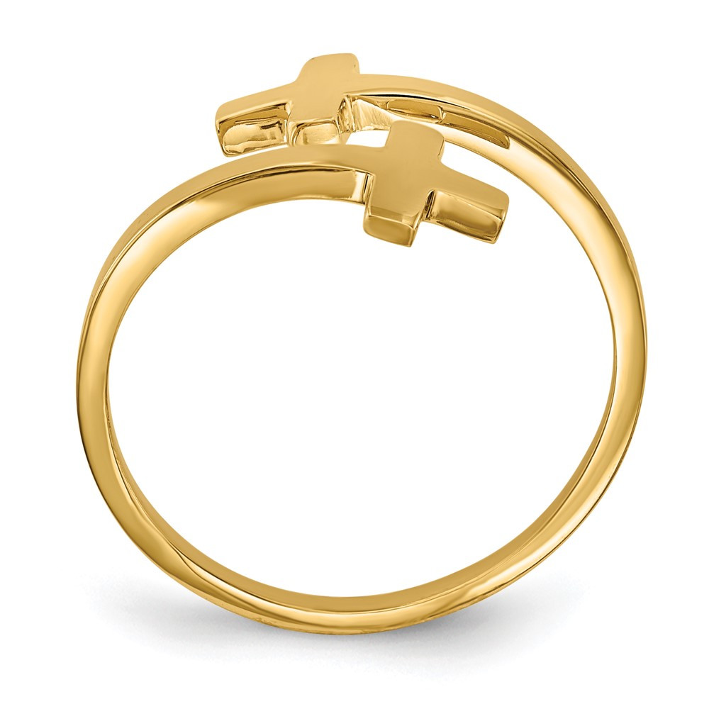 14K Yellow Gold Polished Double Cross Ring - Size 7 - (B31-954