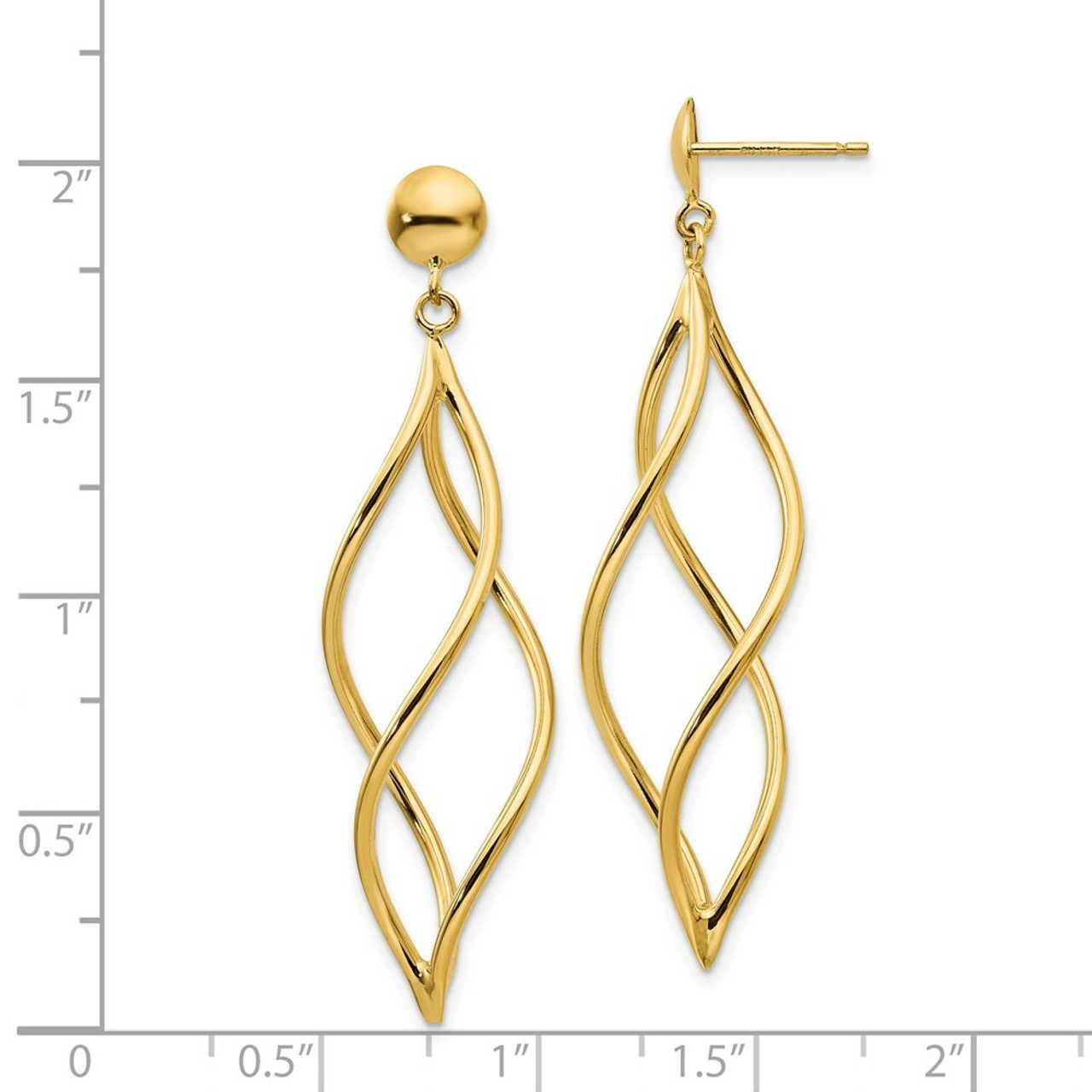 14K Yellow Gold Curved Tube Dangle Earrings - (B36-730)