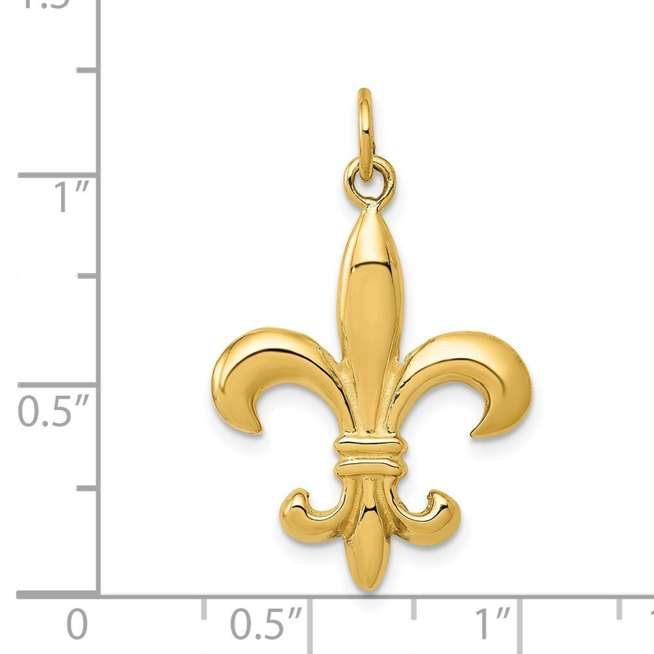 14K Yellow Gold Fleur de Lis Charm - (A82-539)