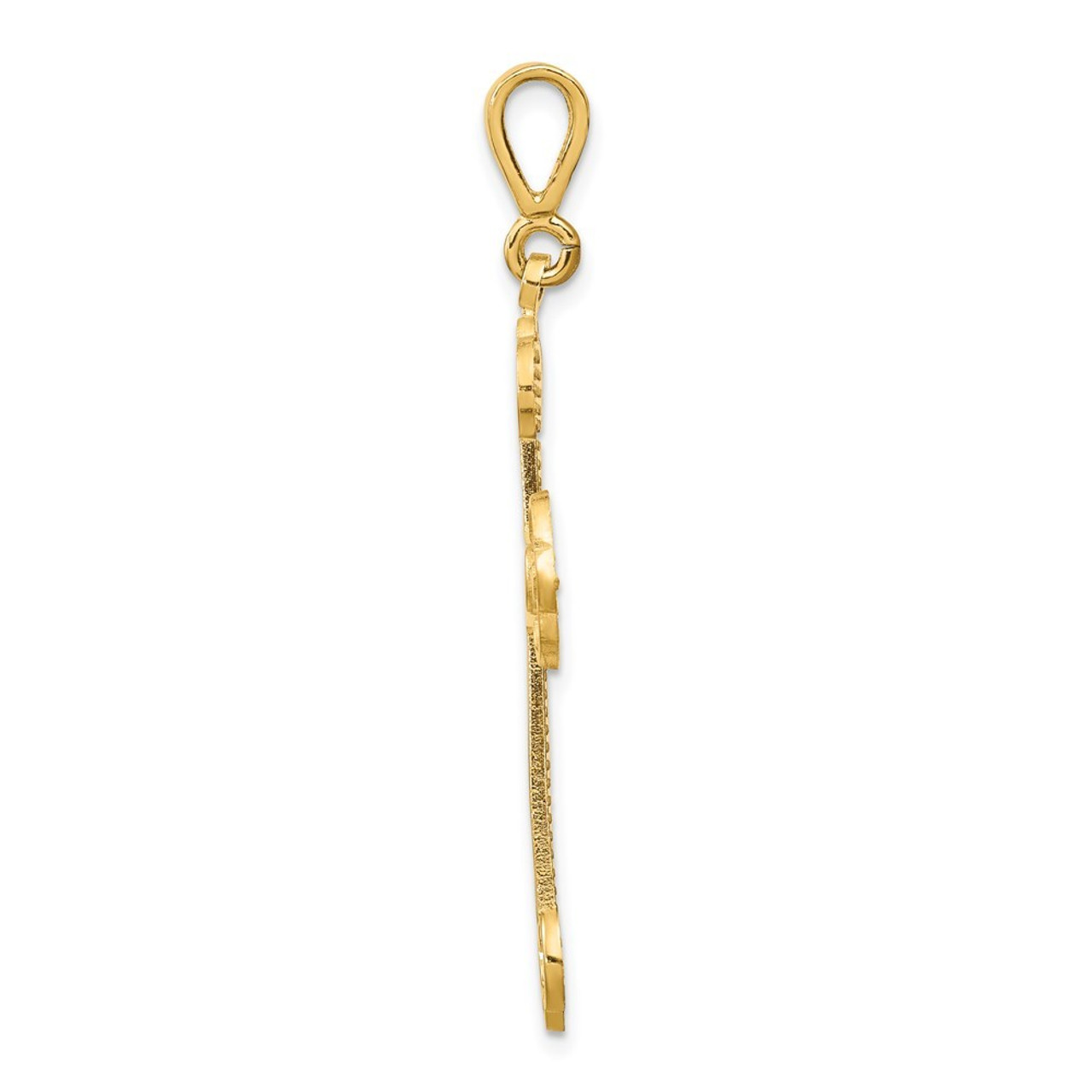 14K Yellow Gold Budded Cross Pendant 58mm length - (A82-916)