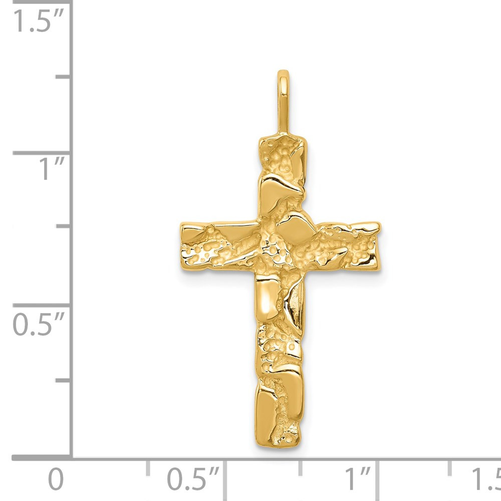 14K Yellow Gold Nugget Cross Pendant - (A82-937) - Roy Rose Jewelry