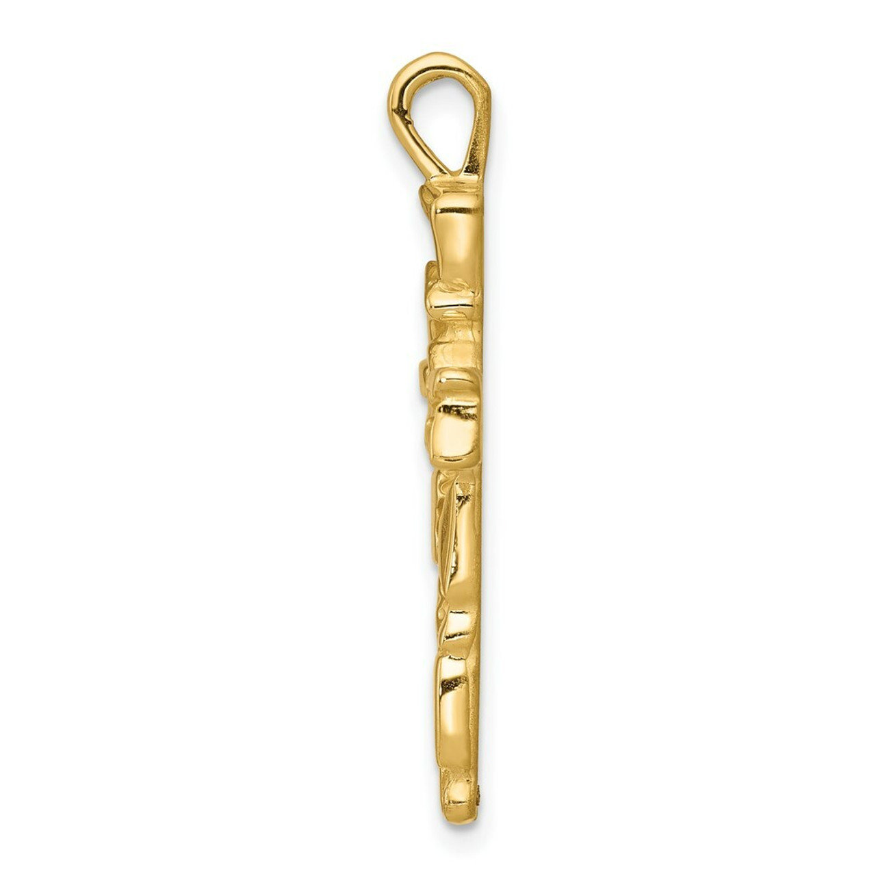 14K Yellow Gold Nugget Cross Pendant - (A82-937)