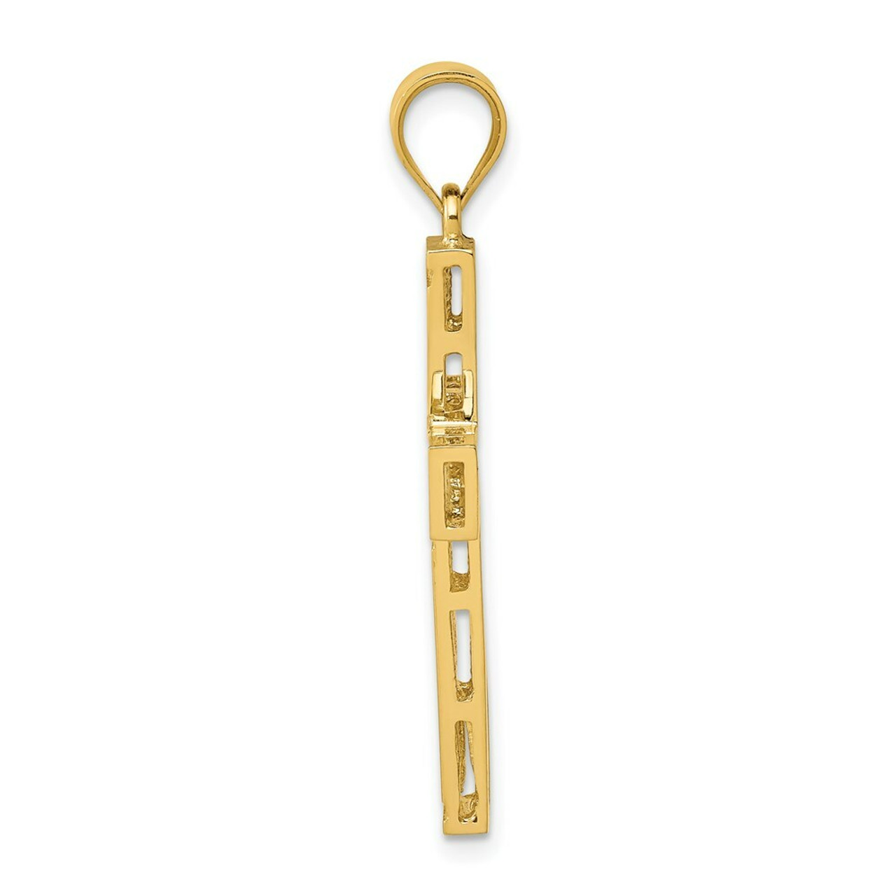 14K Yellow Gold Greek Key Cross Pendant - (A84-444)