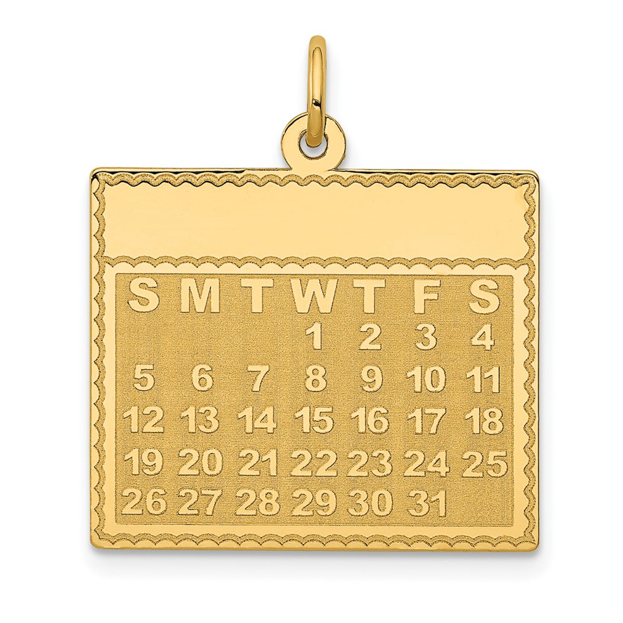 14K Yellow Gold Wednesday the First Day Calendar Pendant - (B11-885)