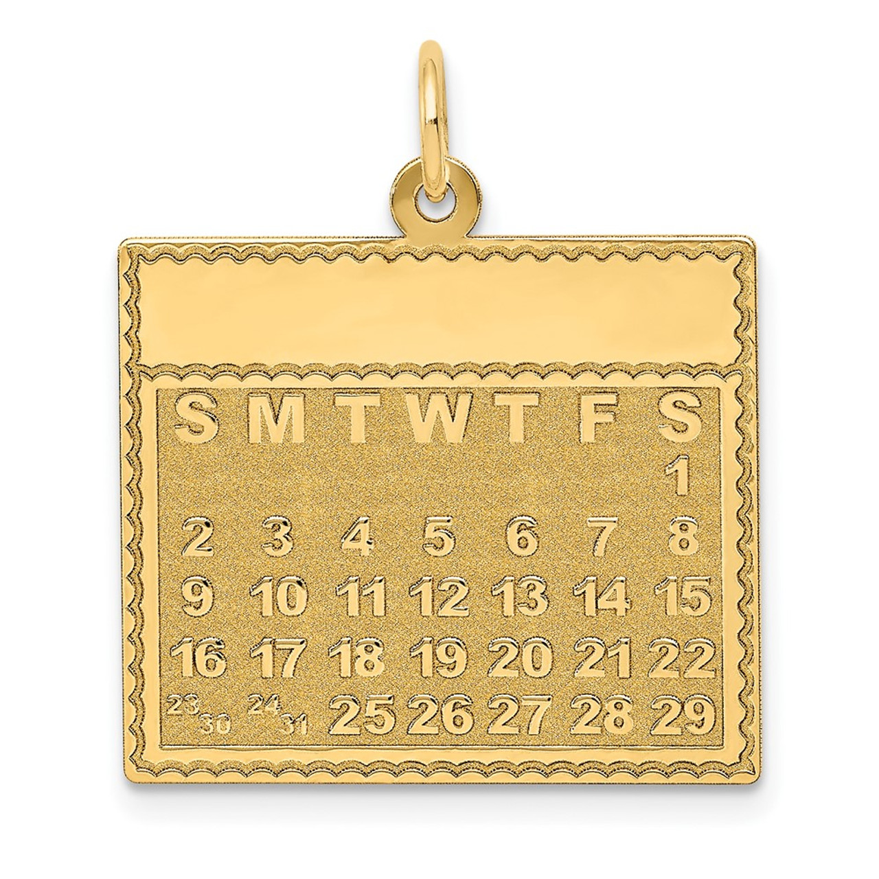 14K Yellow Gold Saturday the First Day Calendar Pendant - (B13-433)