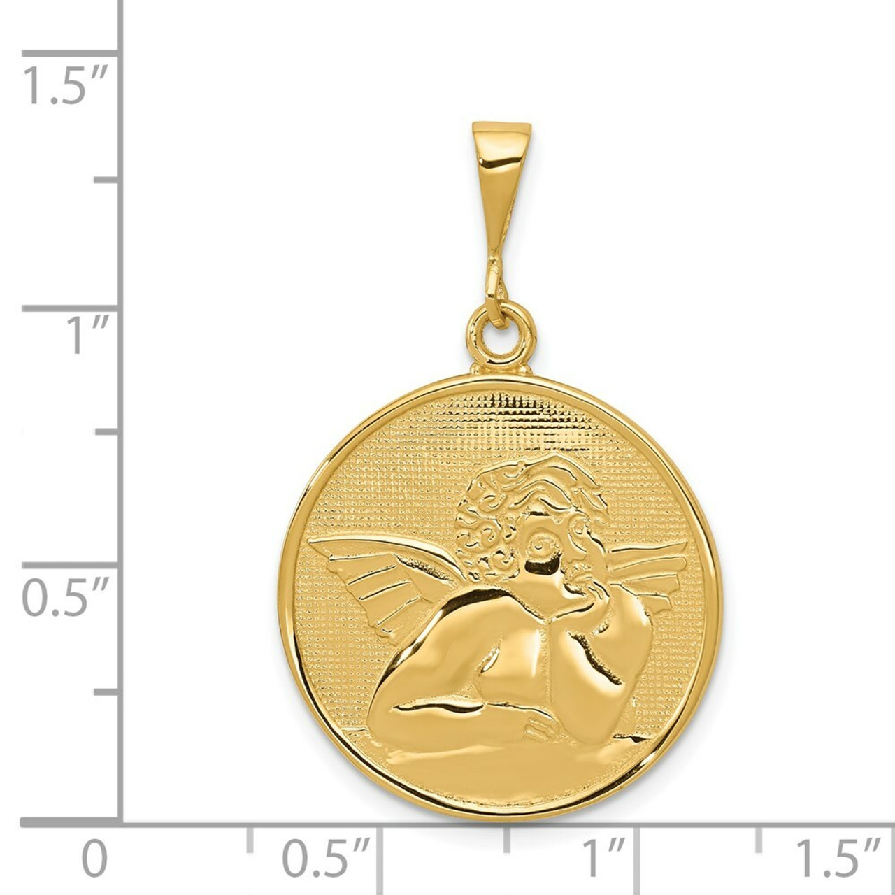14K Yellow Gold Polished & Satin Angel Pendant - (A83-102)