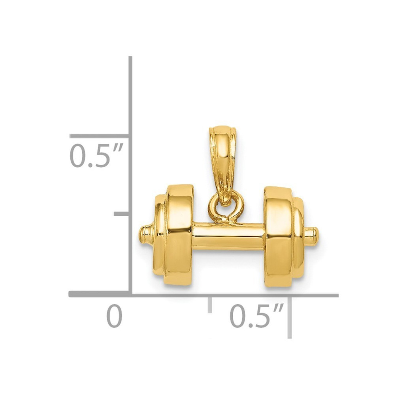 14K Yellow Gold 3-D Single Barbell Pendant - (A83-258)