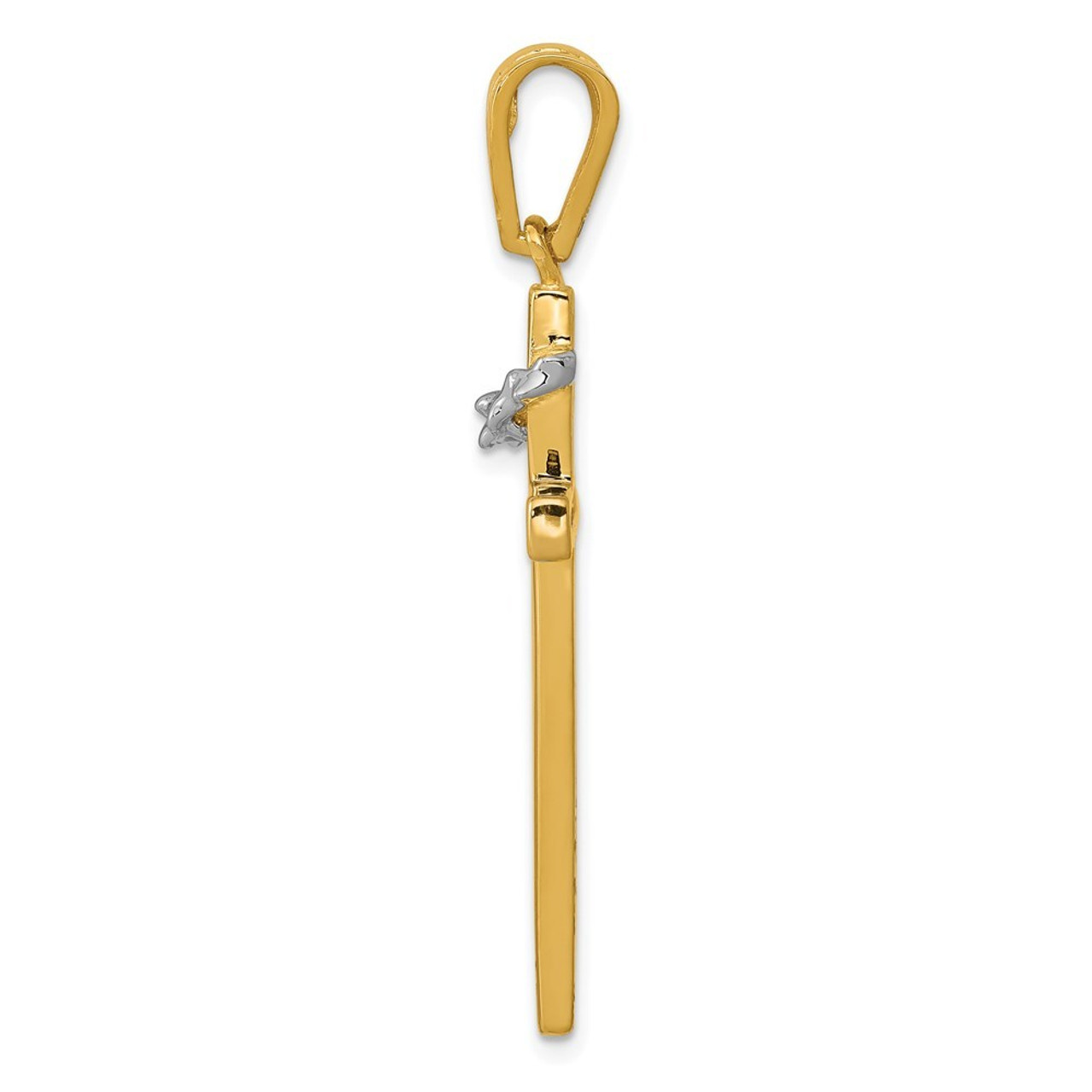 14K Two-tone Gold Cross Pendant 44mm length - (A83-941)