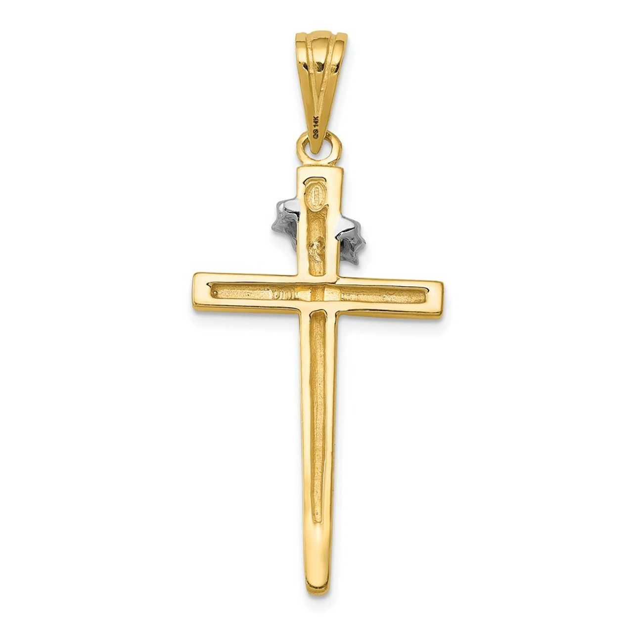 14K Two-tone Gold Cross Pendant 44mm length - (A83-941)