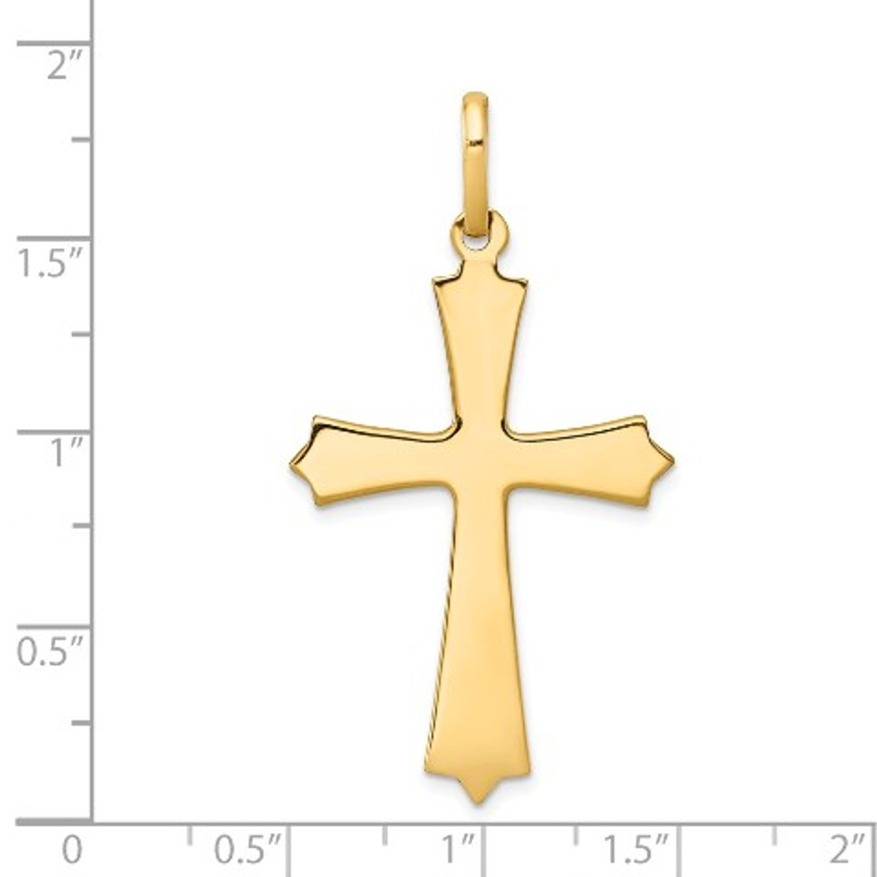 14K Yellow Gold Polished Cross Pendant 42mm length - (A86-954)