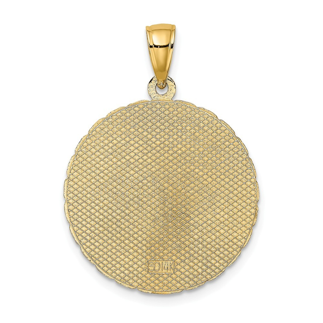 14K Yellow Gold Jamaica & Palm Tree On Disk Charm Pendant - (A91-543)