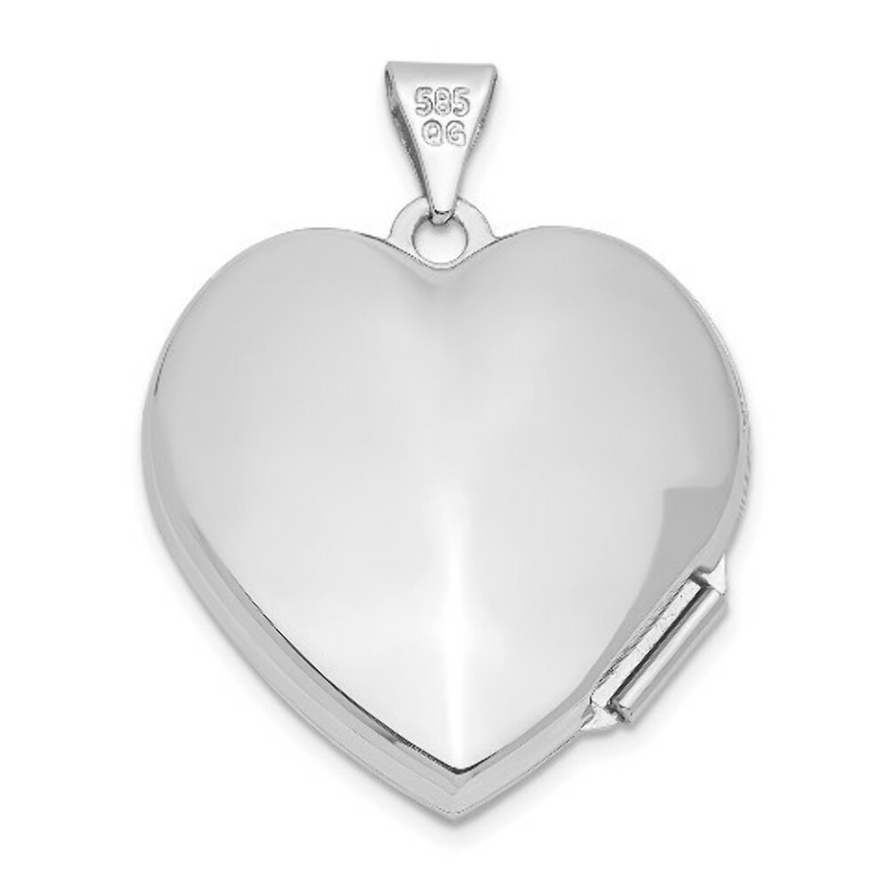 14K White Gold Heart Locket 27x22mm - (A99-542)